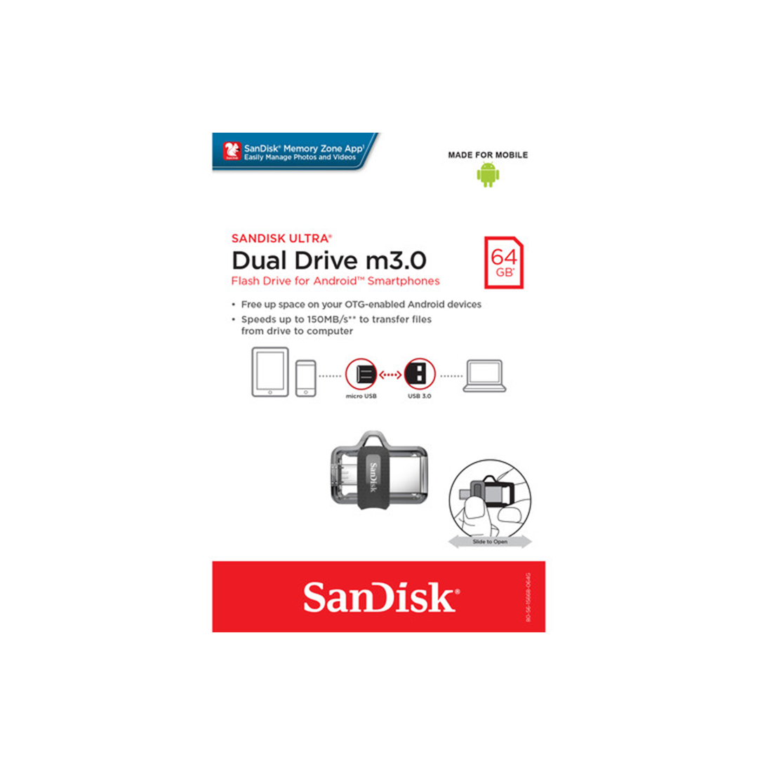 SanDisk 64GB Ultra Dual m3.0 USB 3.0 / micro-USB Flash Drive in Qatar SanDisk 64GB Ultra Dual m3.0 USB 3.0 / micro-USB Flash Drive in Qatar